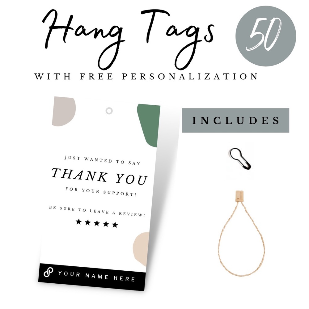 50 Custom Hang Tags - Seller Supplies - Poshmark Packaging - 2 x 3.5 in